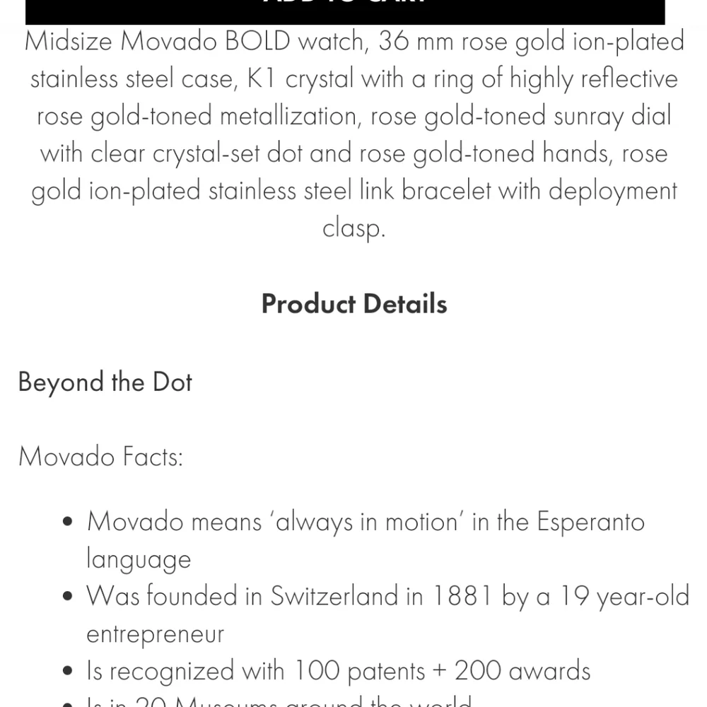 Movado Bold Rose Gold Used Needs Battery - Picture 7 of 8